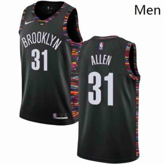 Mens Nike Brooklyn Nets 31 Jarrett Allen Swingman Black NBA Jersey 2018 19 City Edition